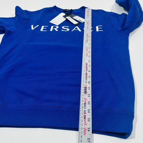 Pre-owned Versace Men's Embroidered Logo Blue Sweatshirt Size Xs $800