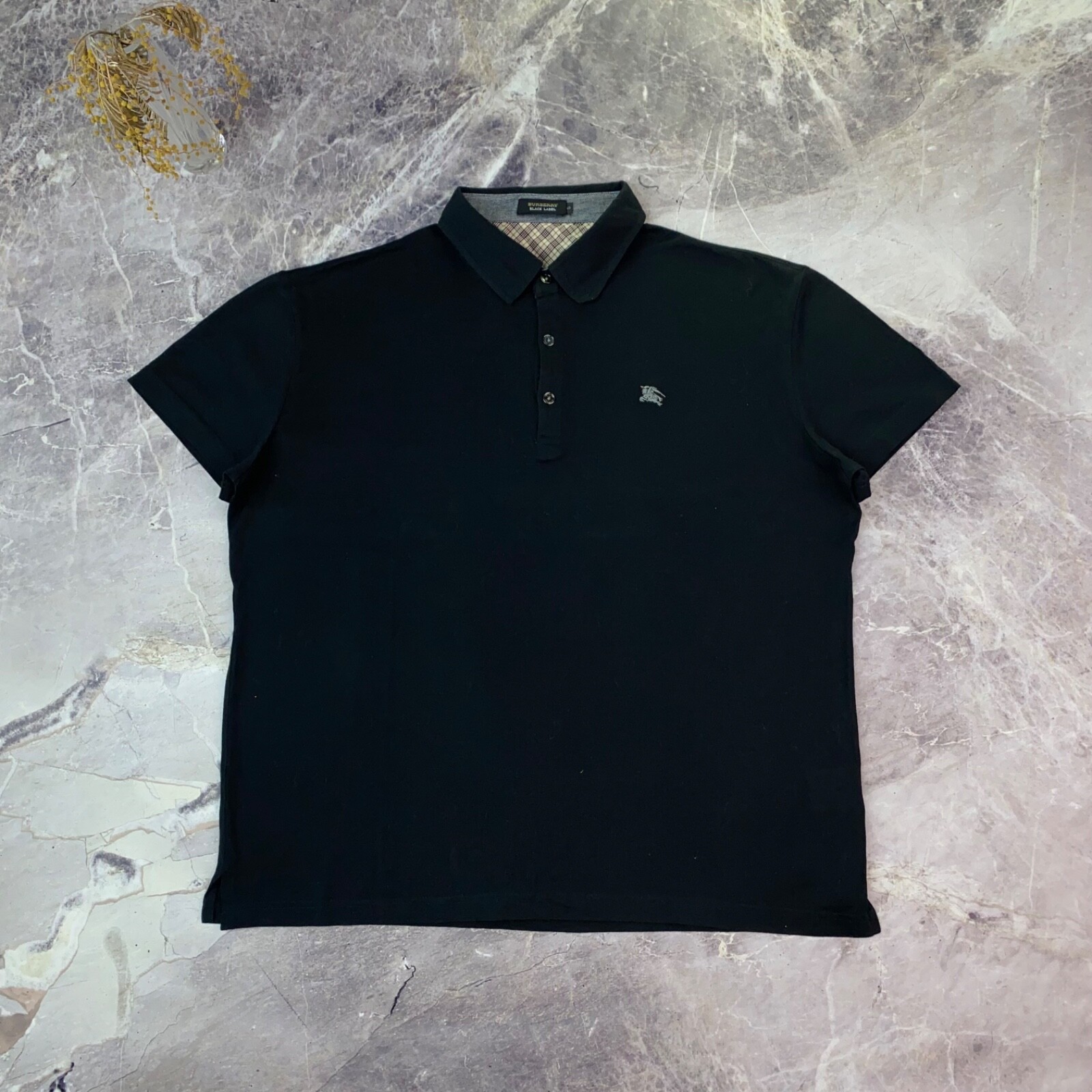 激レア 非売品 メガバス Burberry ポロシャツ 新品未使用 BURBERRY】襟バーバリーチェック柄 コットンポロシャツ/black