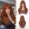BARSDAR Auburn Layered Wig with Bangs - 20 Inch Auburn Layered Wig with Bangs for Women - Natural Looking Soft Wavy Synthetic Wigs Straight Layers Haircut Fringe Daily Party Halloween