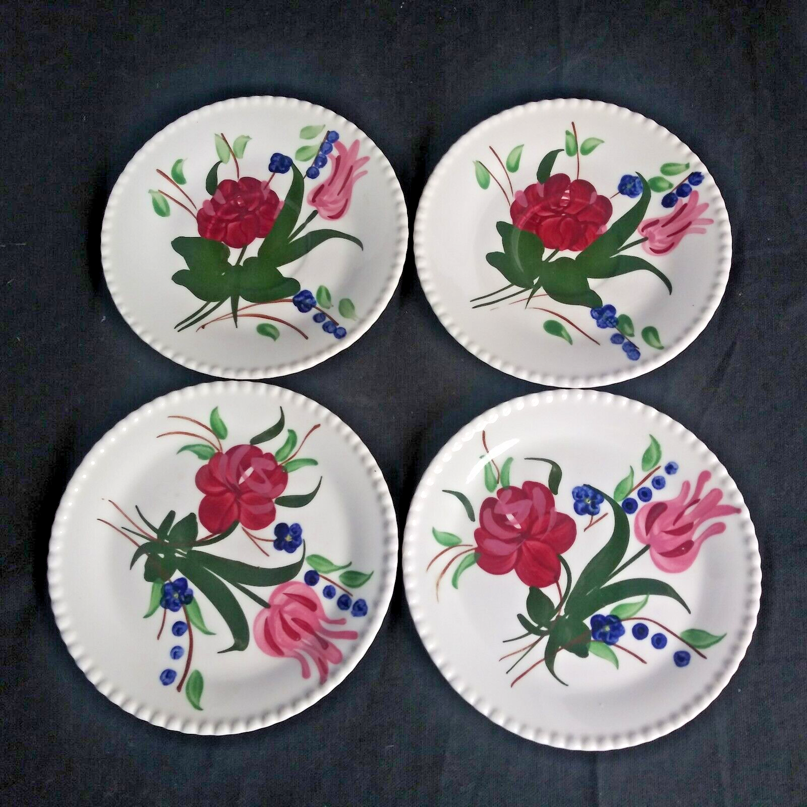 Lot of Blue Ridge Pottery Candlewick Edge Bluebell Plates 2 Bread 6