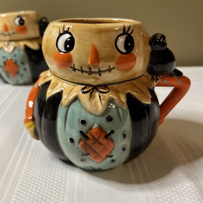 Johanna Parker Halloween Scarecrow Male Pumpkin Peeps Mug - New