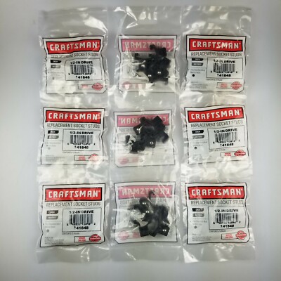 45 PC CRAFSTMAN 1/2'' BLACK REPLACEMENT SOCKET STUD RACH RAIL CLIPS