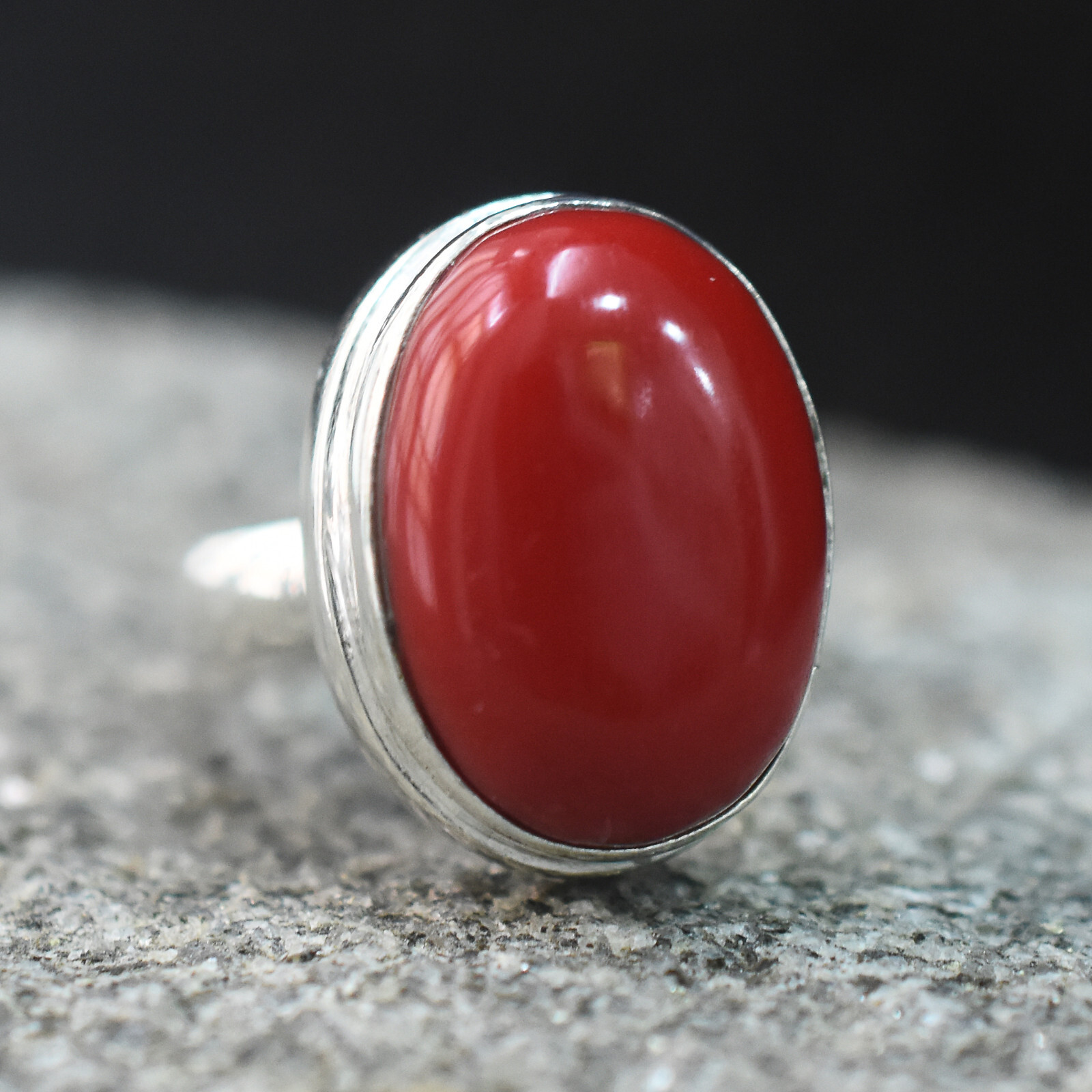 BIG HAND silver925×k18×coral×Ruby Big 25 Ct Deep Red Ruby Sterling Silver 925 Roby Handmade