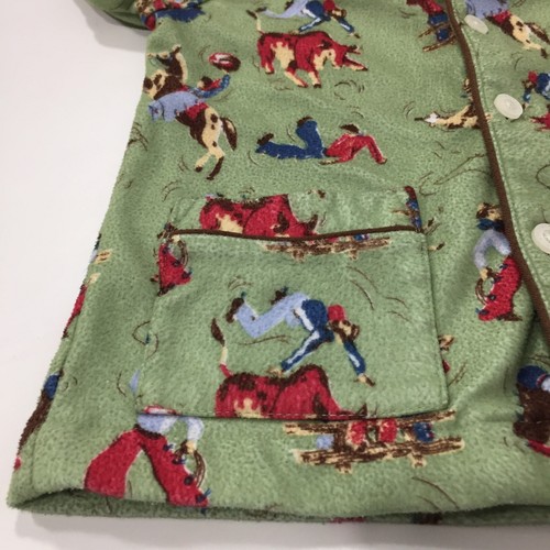 Boy Child's Toddler Nick and Nora Pajama Top Green Cowboys Horses Rodeo Size 4T