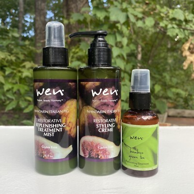 Wen Mandarin Italian Fig Restorative Styling Creme 6 Oz Replenishing Mist Bamboo