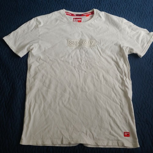 Superdry★エンボスロゴ ワークウェアTシャツ 送関込 Superdry Spell Out Logo T Shirt mens Sz XL Red Cotton Casual