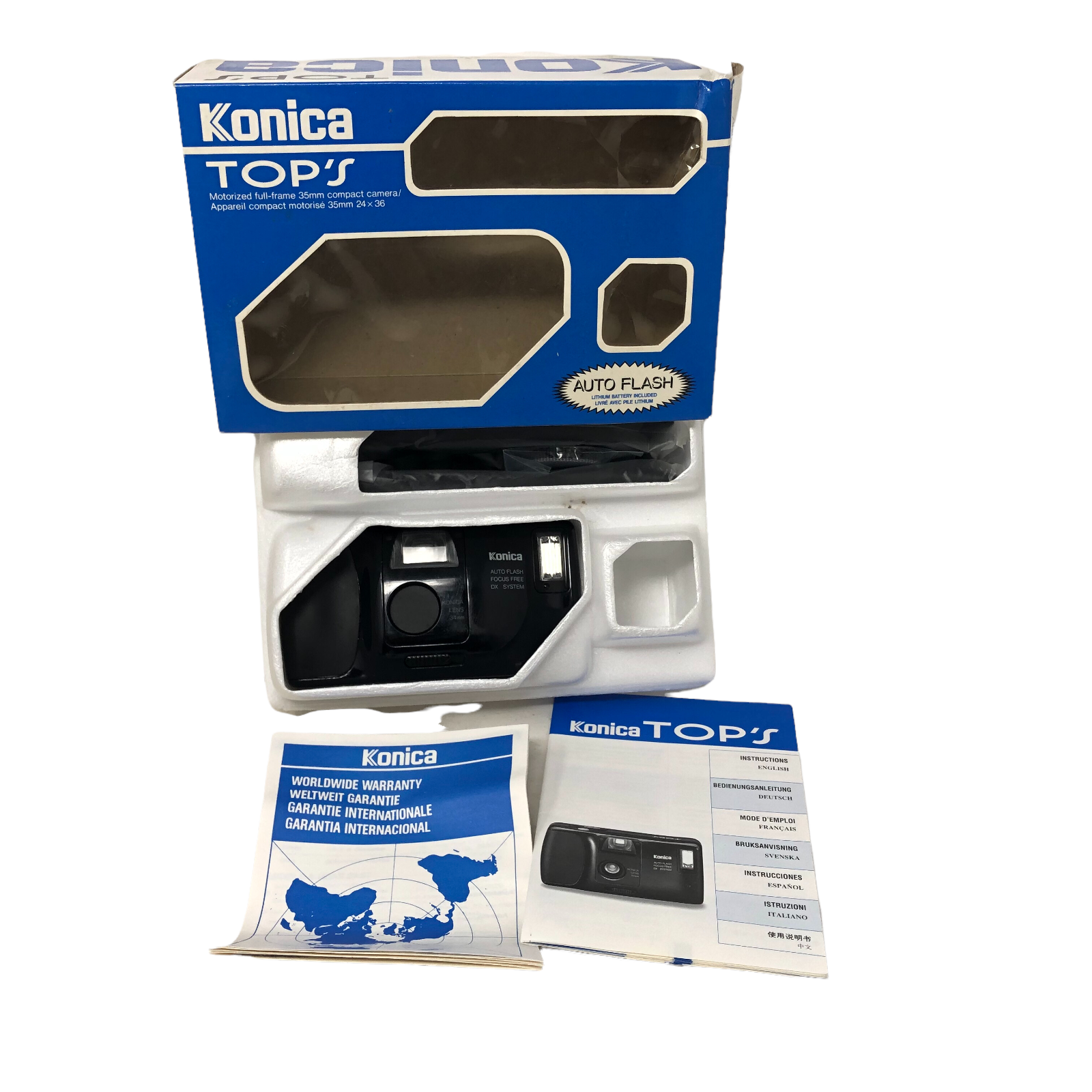 VTG Konica Tops Black Auto Flash DX System Point & Shoot
