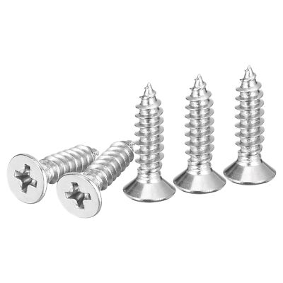 DTGN 100Pcs M5x20mm Flat Head Wood Screws 304 Stainless Steel Phillips Self T...