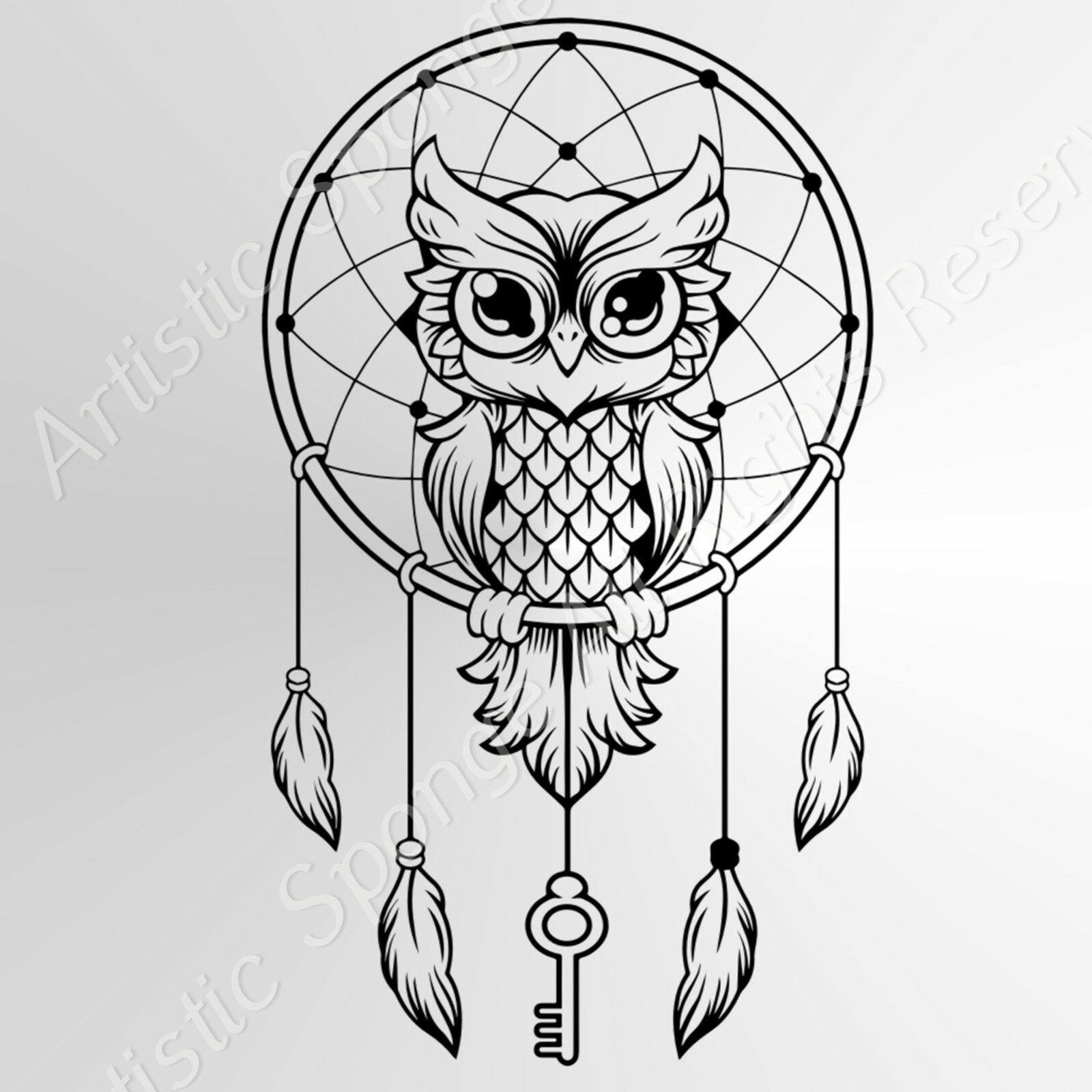 owl-dream-catcher-reusable-stencil-a3-a4-a5-mandala-bohemian-modern-cratf-geo3-ebay