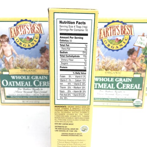 5 PACK'S - Earth's Best, Organic Whole Grain Oatmeal Cereal, 8 oz (227 g)