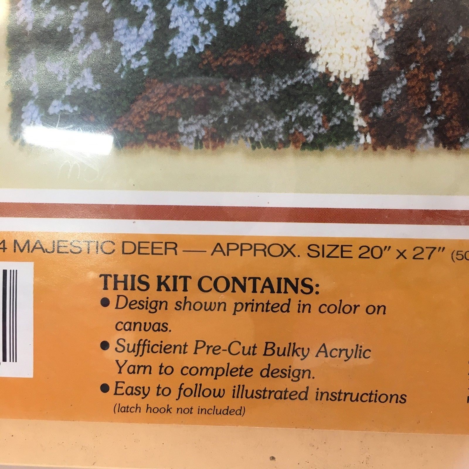 Vintage National Yarn Crafts Latch Rug Hook Kit  20 x 27 Majestic Deer NOS 1983