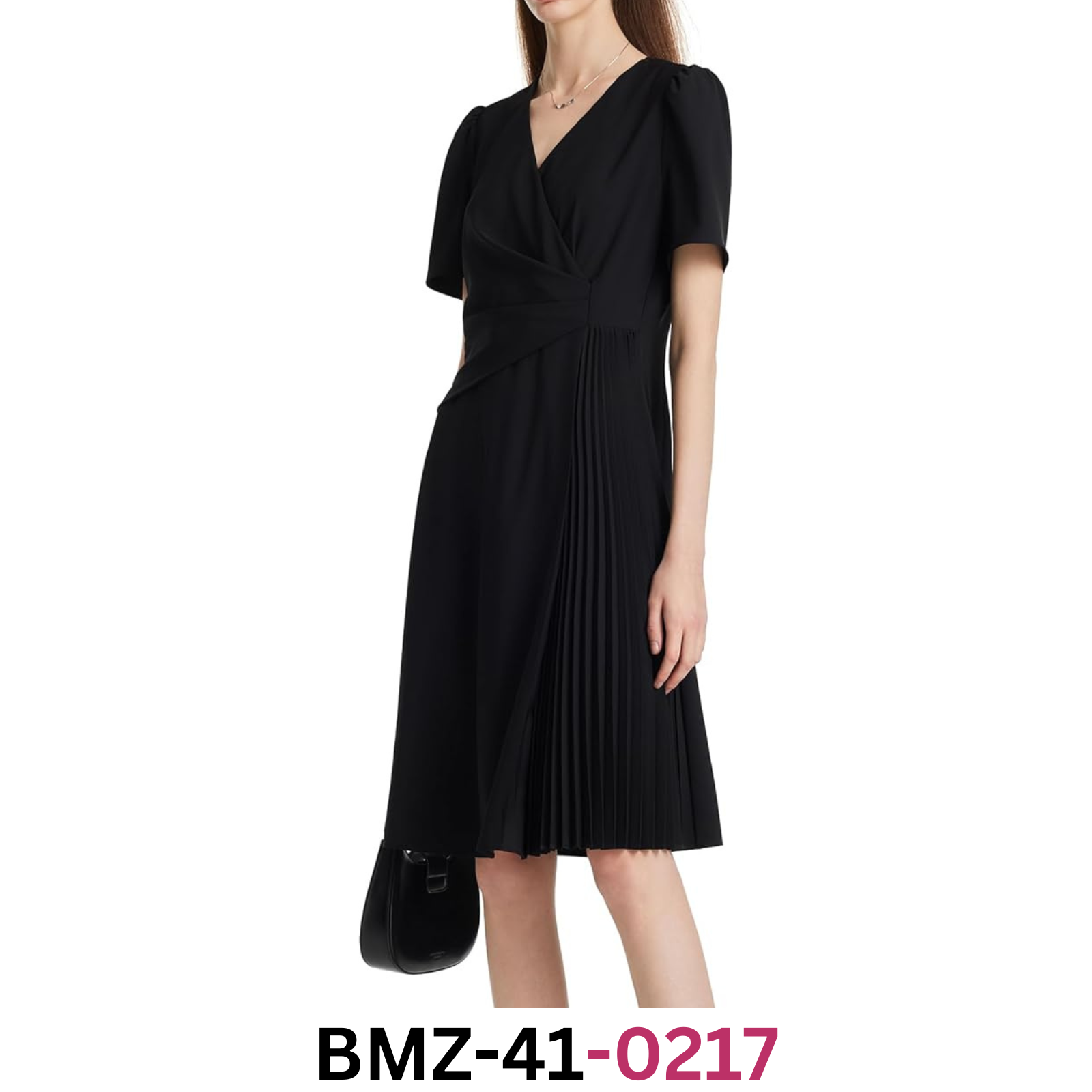 GOELIA Summer Black Mini Women' Casual V-Neck Short Sleeve Patchwork Dress, 8/10