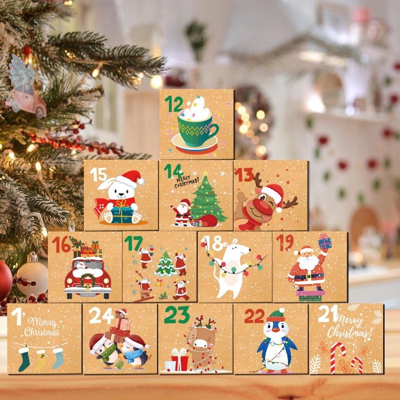 24pcs Christmas Advent Calendar Candy Box Count Down Calendar DIY Gift Box