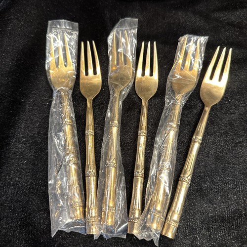 Gold Tone Nickel Bronze Bamboo Thailand Vintage 6”