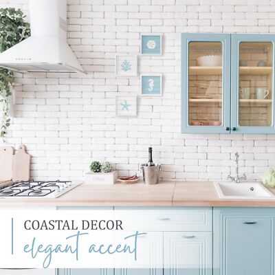 Tideandtales Ocean Beach Themed Room Decor framed Set Of 4 Coastal 3d Wall Art