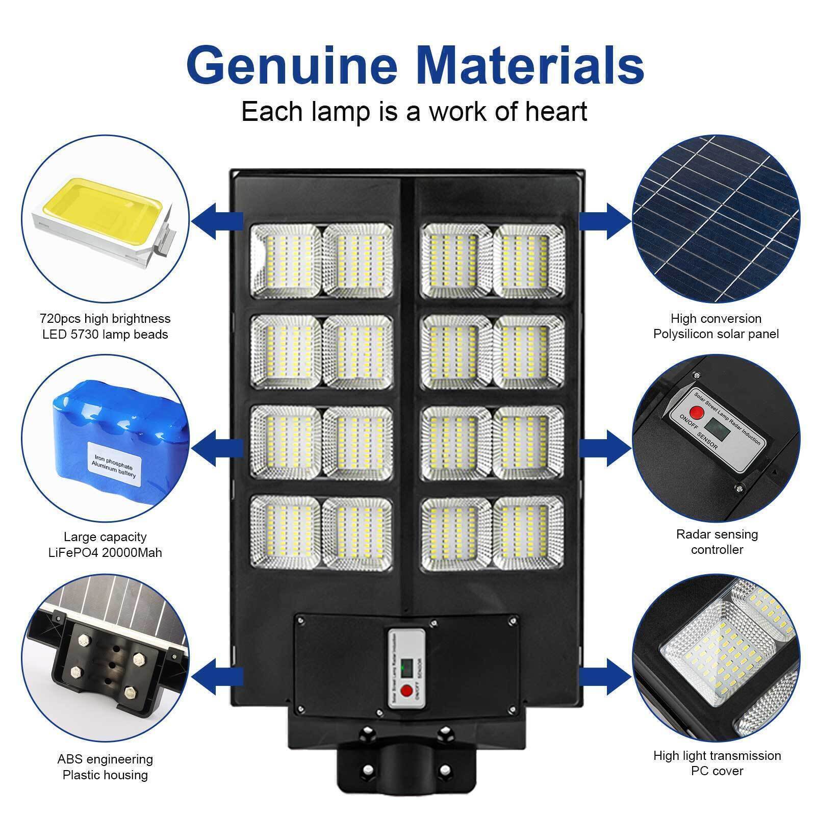 1000W Commercial Solar Street Light Flood Lamp LED Area Dusk To Dawn Wall Lamp