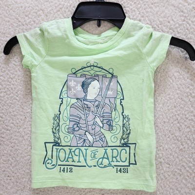 peek  Joan Of Arc Printed Shirt Girls 2T Light Green Crew Neck S/S