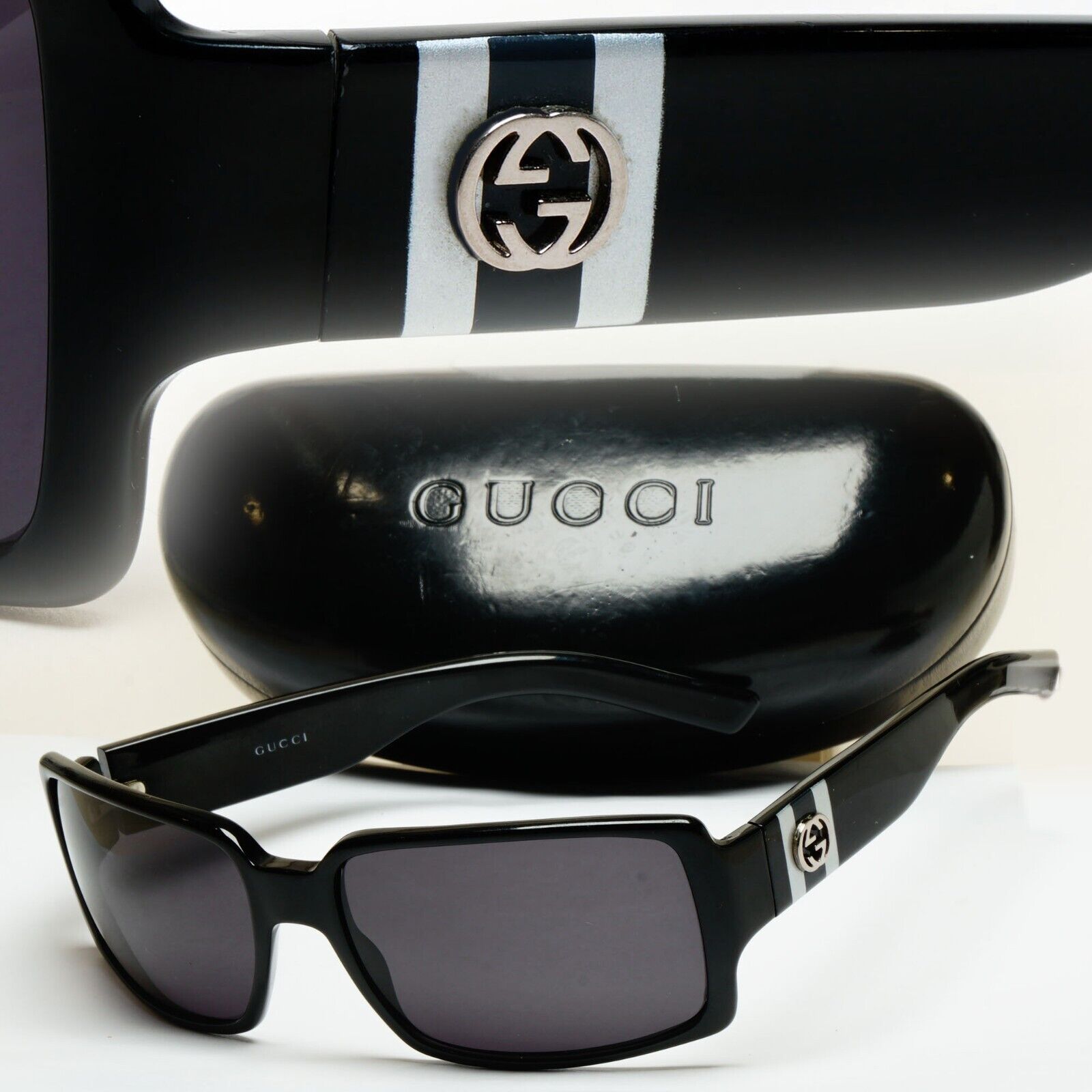 Gucci Sunglasses 2004 Vintage Black Wrap Square Retro GG Gucci Sunglasses 2004 Vintage Black Wrap Square Retro GG