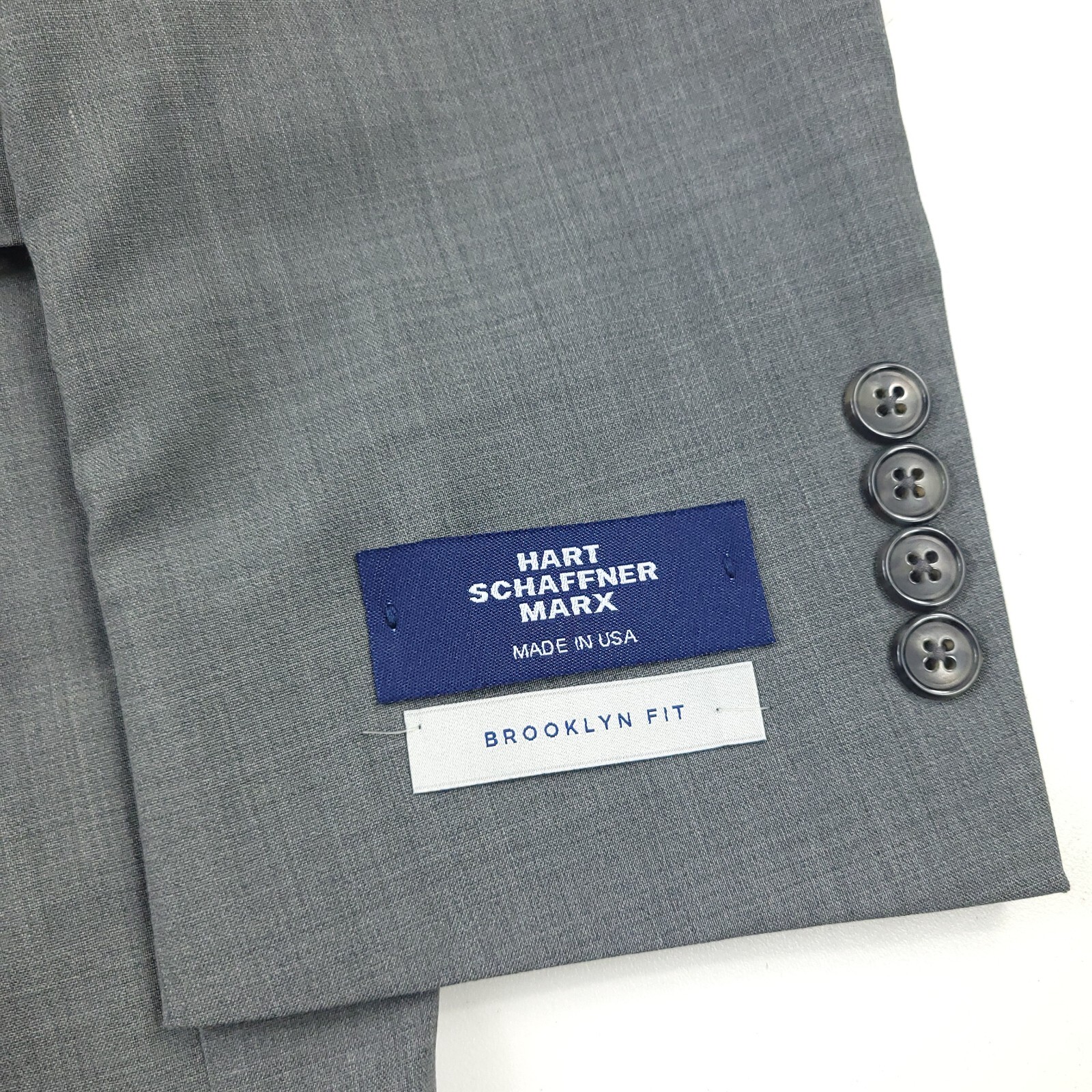 HART SCHAFFNER MARX $895 HART SCHAFFNER MARX BROOKLYN FIT SOLID GRAY WOOL SUIT MENS SIZE 42L X 36