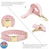 Pink Dog Collar Cotton Lace Handmade Embroidered Adjustable Dog Collar and Leash Set for Large Dogs with Rose Gold Metal Buckle and Fashion Flowers for Girl Dog Wedding Collar (Pink,L)