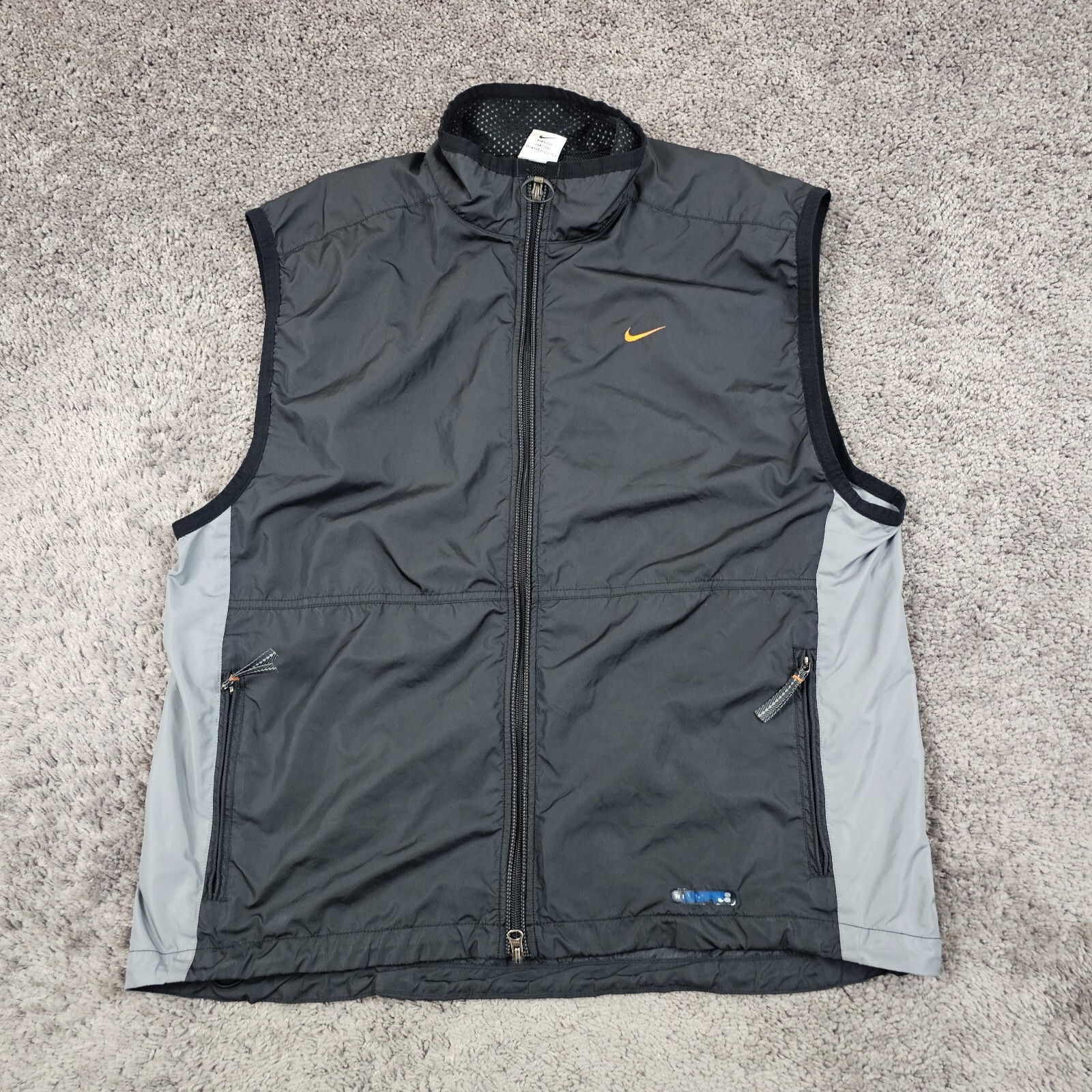 VINTAGE Nike Vest Mens XL Black Windbreaker Full Zip Pockets
