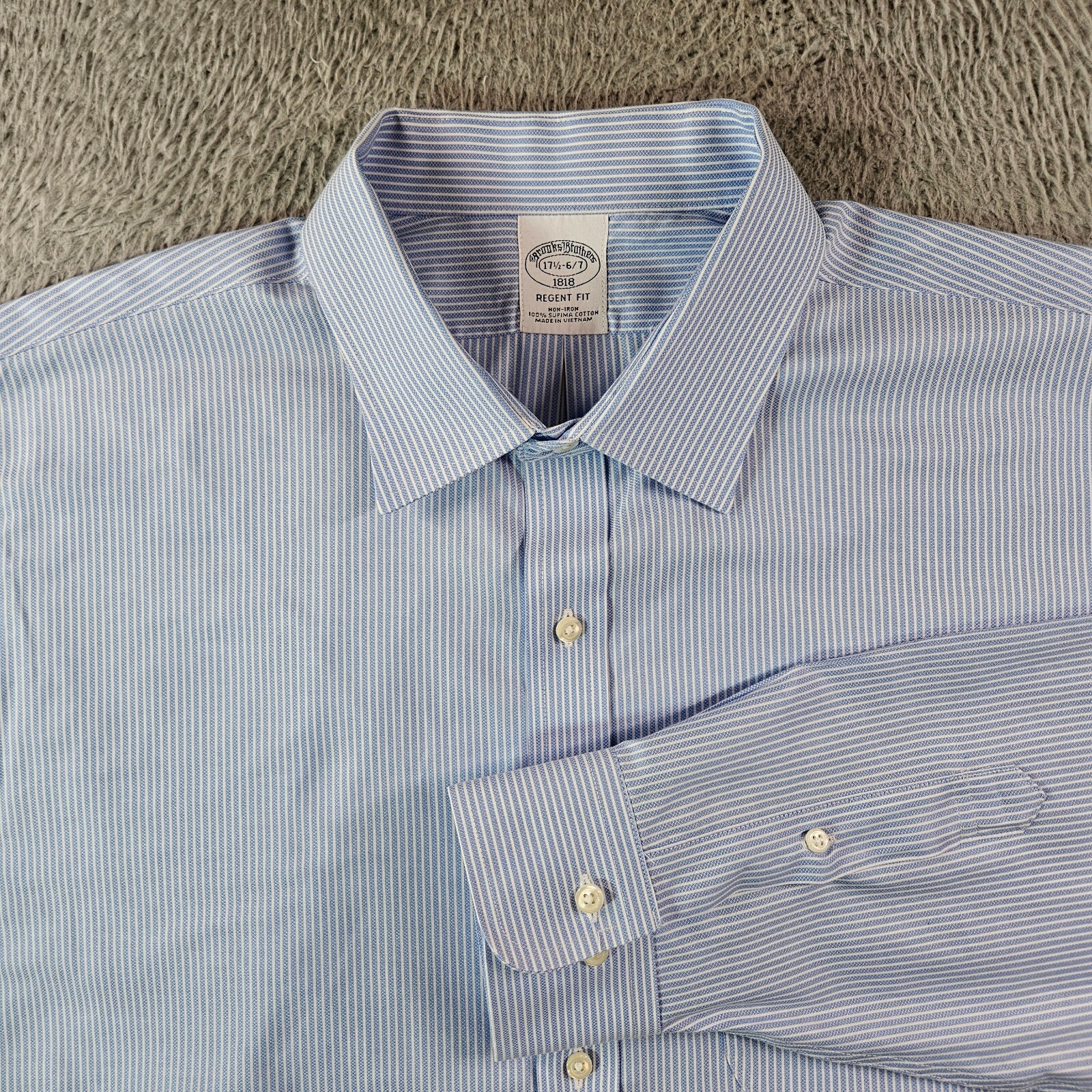 Brooks Brothers 1818 Dress Shirt Men 17.5 6/7 Button Up Long