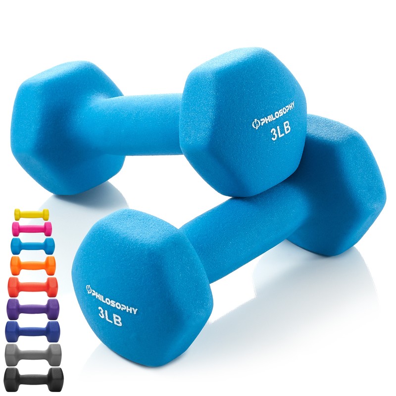 Neoprene Hex Dumbbell Hand Weights, Set Of 2 - Workout Strength Training