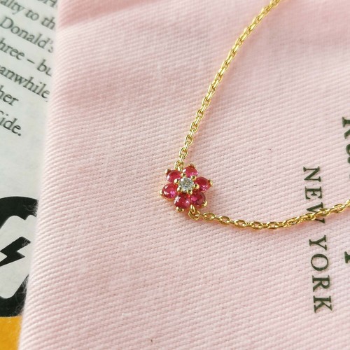 Kate Spade Myosotis Flower Gold Pink Red Bracelet NEW / DUST BAG