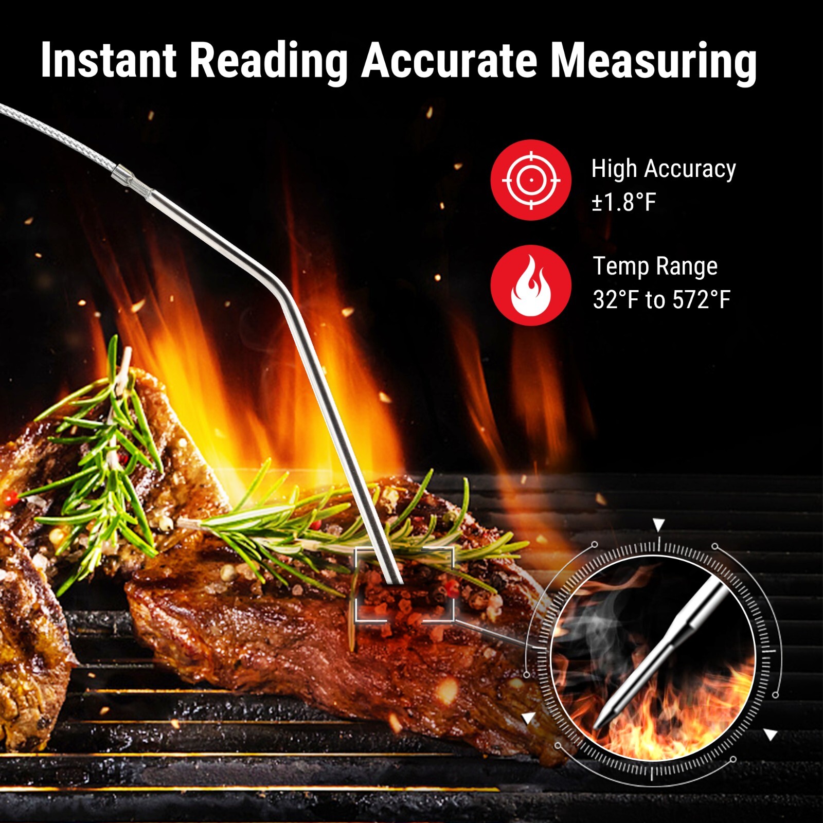 ThermoPro TP07SW Wireless Digital Meat Thermometer with Temperature Probe LCD