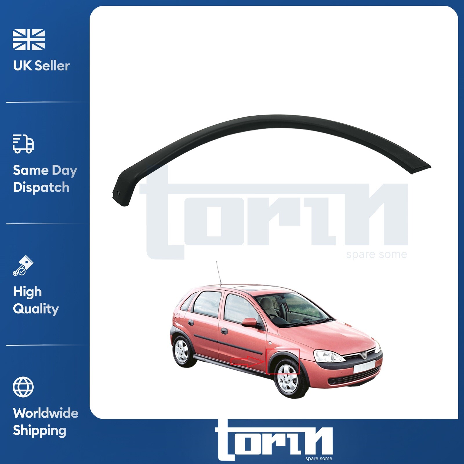 Front Moulding Wheel Arch Trim Right Side Fits Vauxhall Corsa C Combo 172437