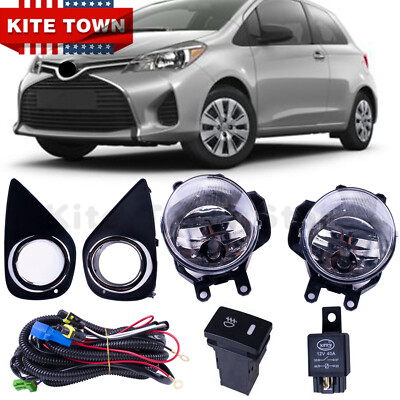 One Set Fog Light Lamp Covers Switch Wiring For Toyota Yaris Hatchback 2015-2017
