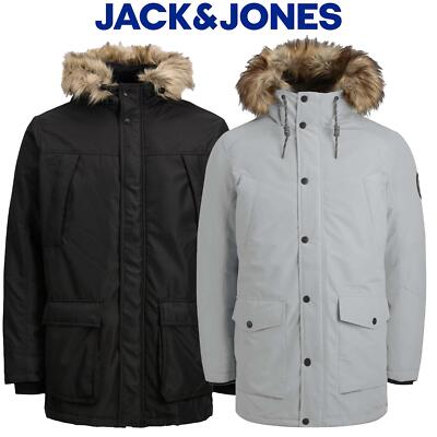 ジャケット・アウター KOCHE Parka Docking Long Coat Jack & Jones Mens Long Jacket Long Sleeve Faux Fur Hooded