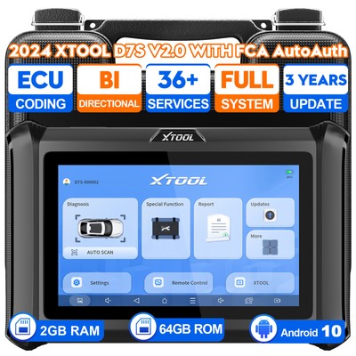 XTOOL D7S V2.0 OBD2 Full System Scanner Bi-direction Tool Key Programming FCA