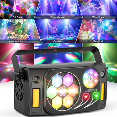 DJ Disco Lights 6LEDs Bee Eye Stage Light Laser Lamp RGBW Sound Activated DMX512