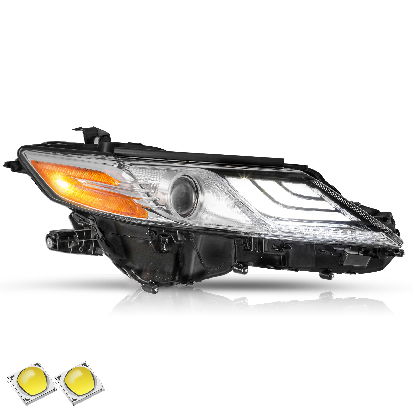 Driver & Passenger Side For 2018-2020 Toyota Camry XLE XSE Headlight W/LED DRL