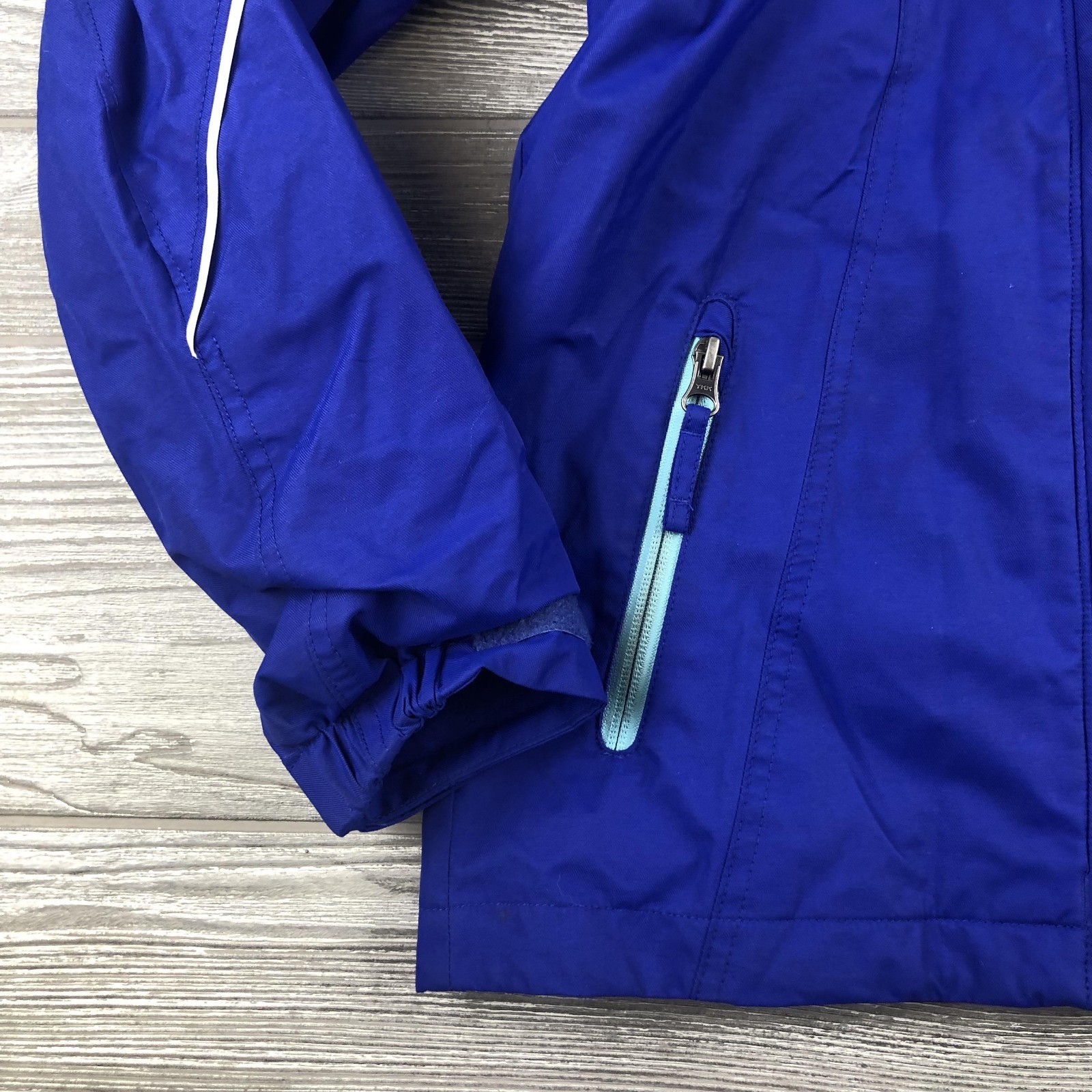 Columbia Interchange jacket shell youth boys girls kids hooded blue sz 10-12 U97