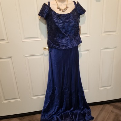Montage Collection by Mon Chien Brand 100% Silk Sapphire Blue MOB Sz 16 NWT