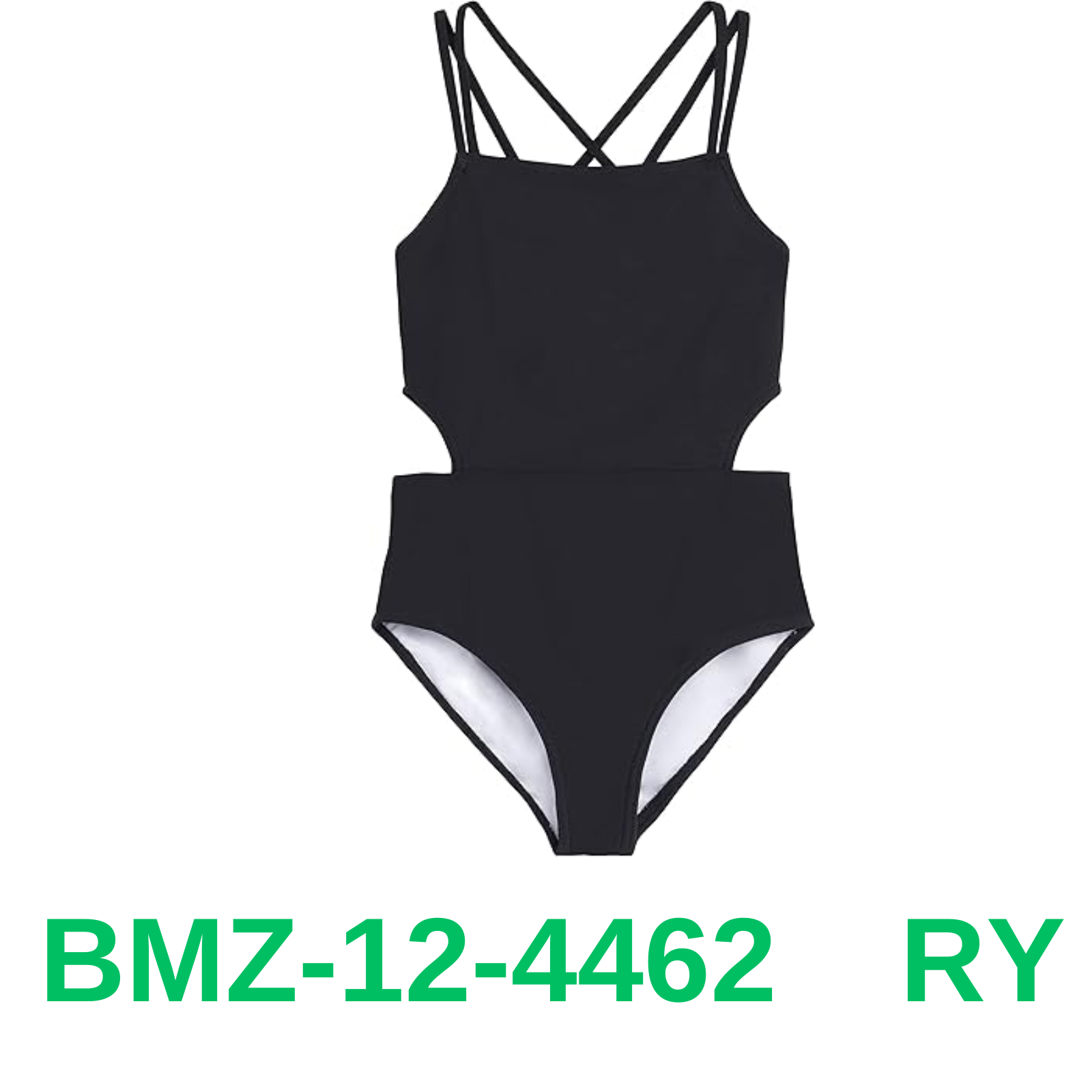 Kanu Surf Girls' Beach Sport Cut-Out 1-Piece Swimsuit, Solid Black, 12