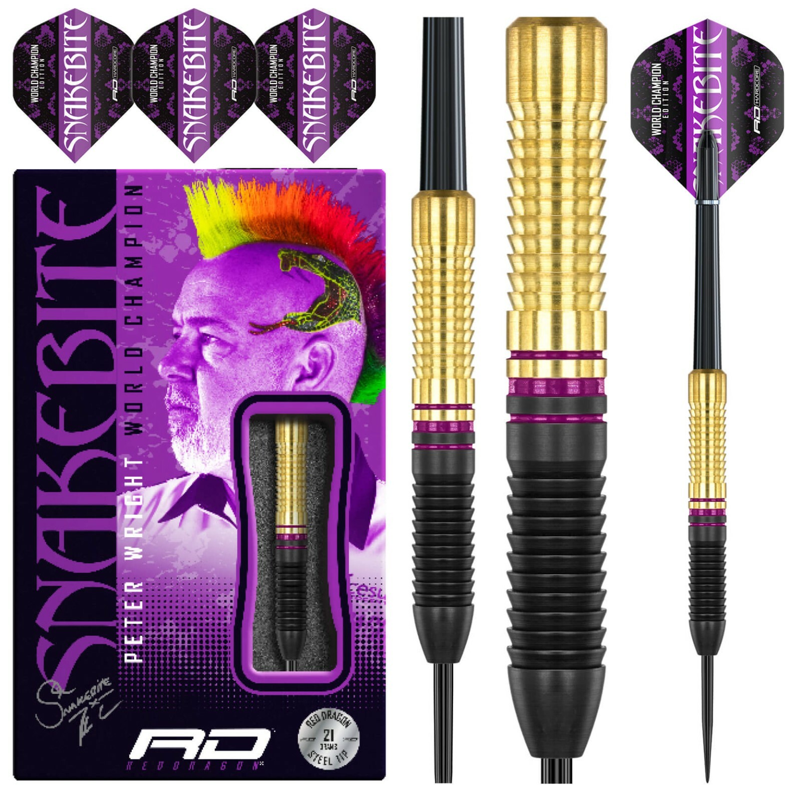 Peter Wright Darts 21g Snakebite World Champion Brass