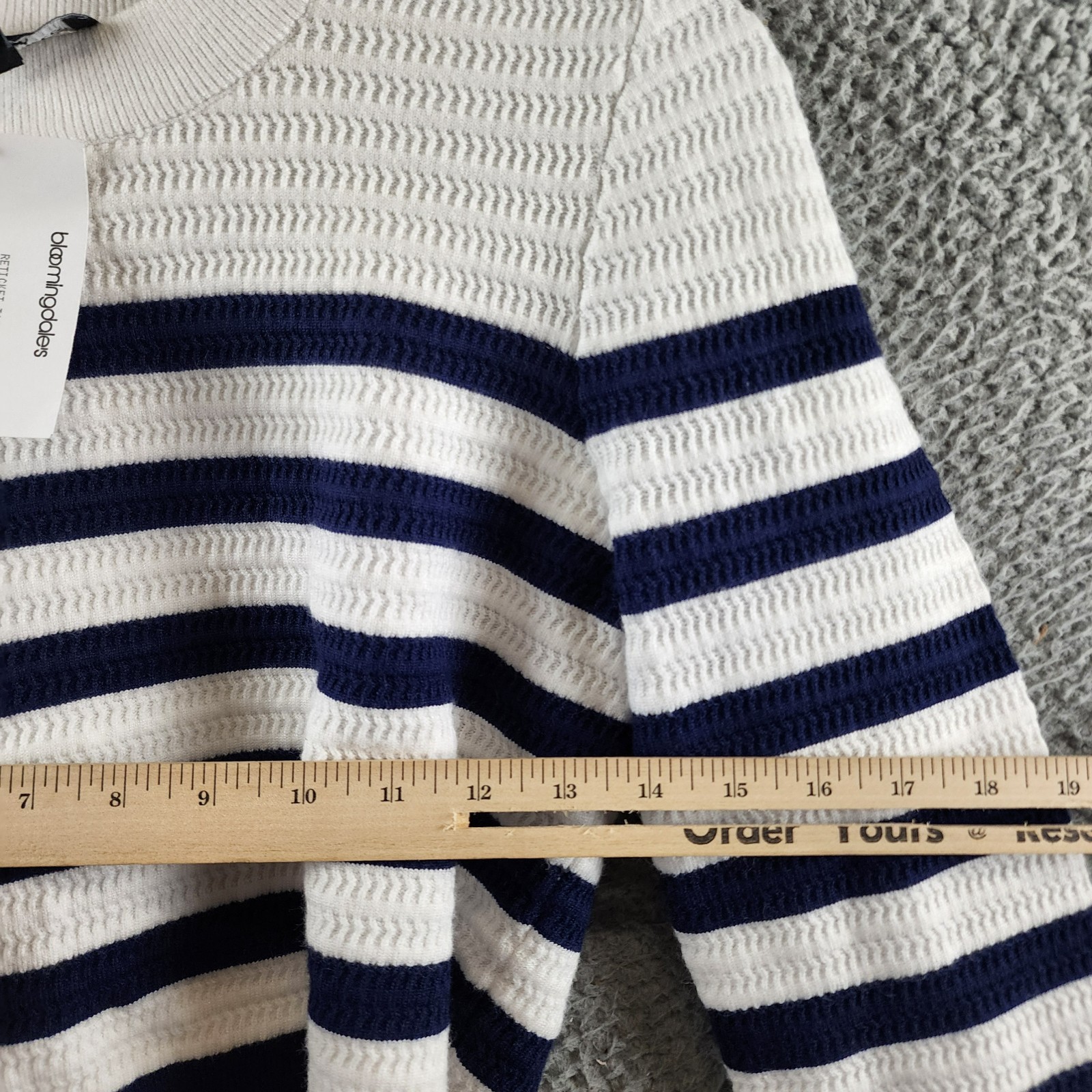 Generation Love Janice Cropped Sweater Women's S White/Navy Striped Long Sleeve - Picture 7 of 14