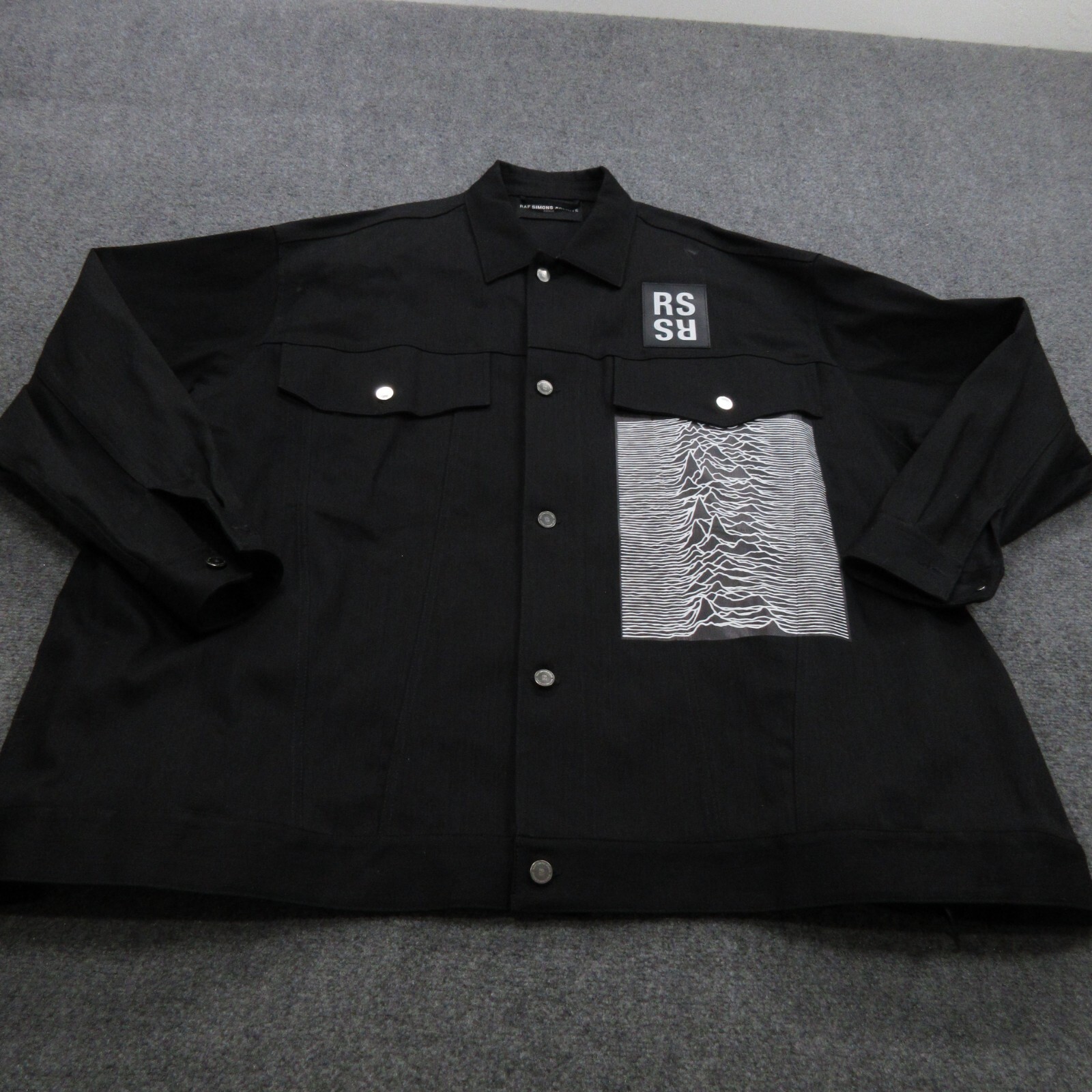 RAF SIMONS ダークグレー デニムジャケット Raf Simons Jacket Mens Small Black Denim Oversize Joy