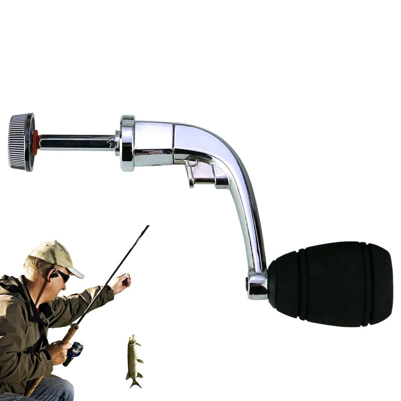 Fishing Reel Rocker Arm Replacement Round Power Handle Metal Handle Grip Silver