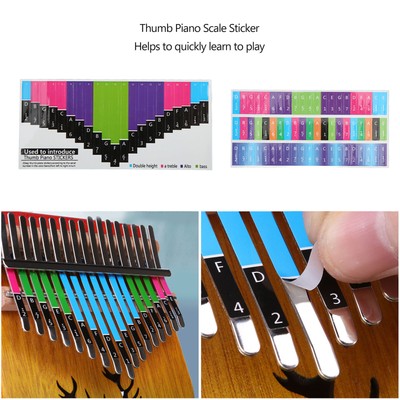 Colorful Kalimba Scale Sticker Thumb Piano Key Stickers Musical Note Decoration
