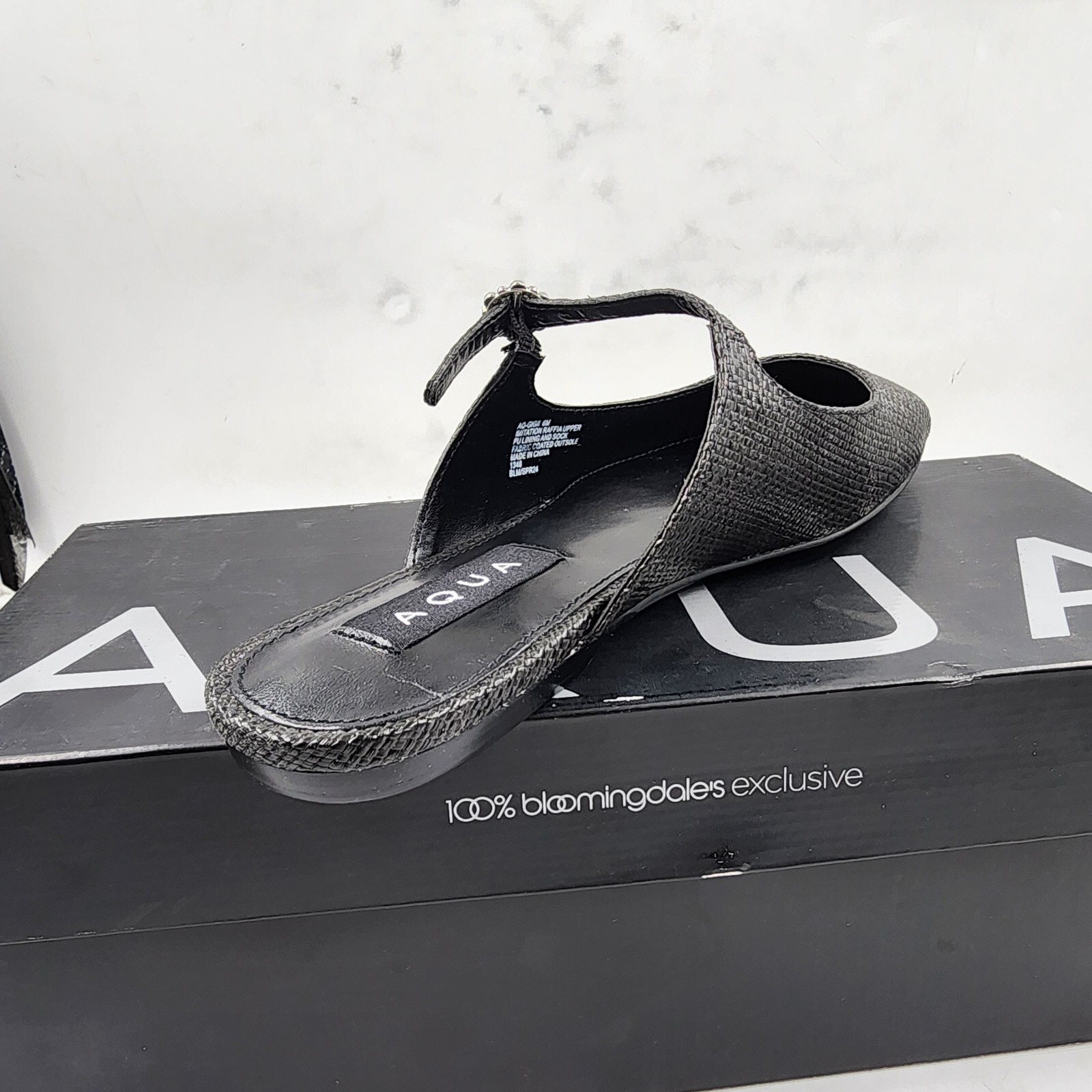 Aqua Gigii Pointed Square Toe Slip On Buckled Flats Women's 6M Black Solid - Picture 11 of 16