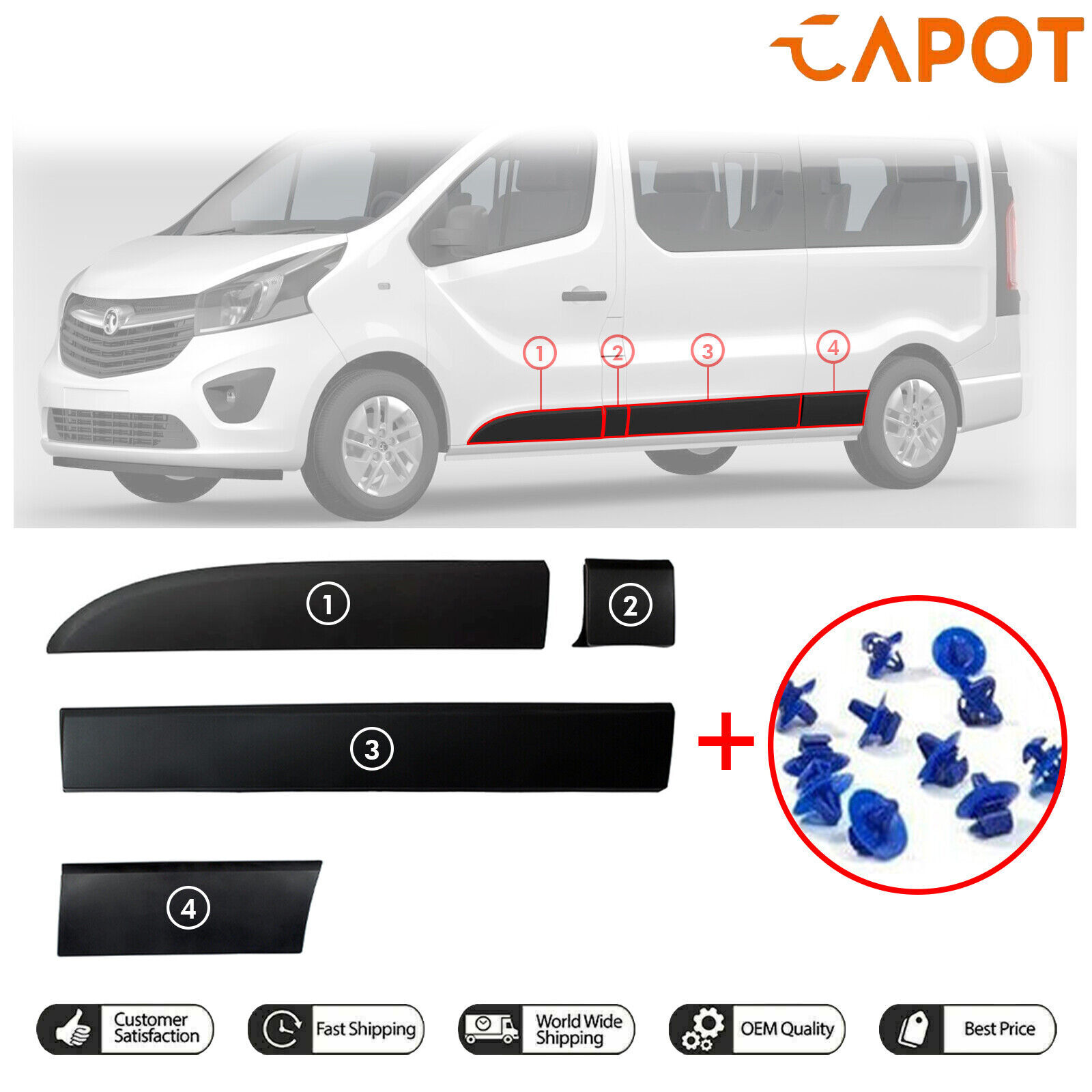 Per Opel Vivaro B MK2 Renault Trafic MK3 Set pannello modanatura lato sinistro