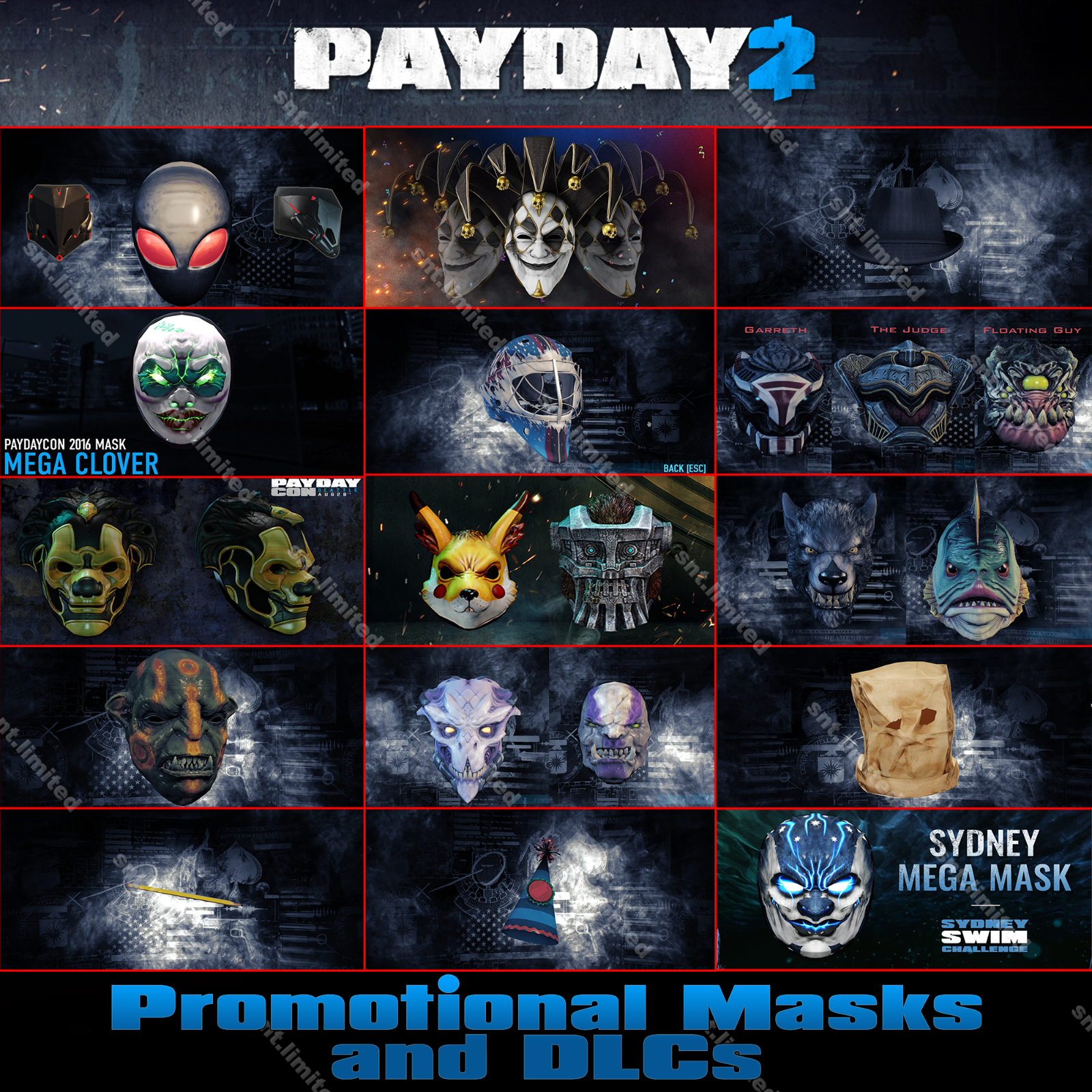 PAYDAY2 マスク 4点セット Amazon.com: OEM Payday Mask Set of 4 Heist Dallas Wolf