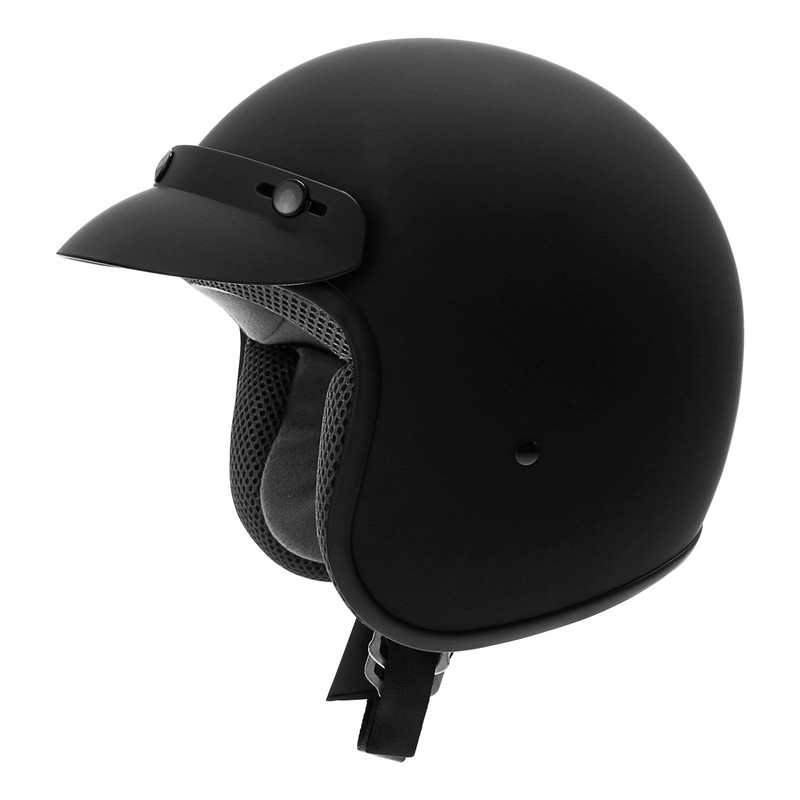 DOT Helmet 3/4 Open Face Vintage Retro Adult Motorcycle Matte Black S M