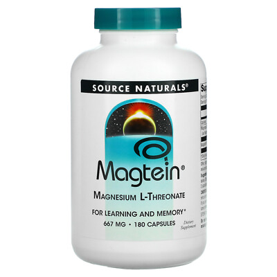 Source Naturals Magtein L-треонат магния 667 мг 180 капсул без молочных продуктов,