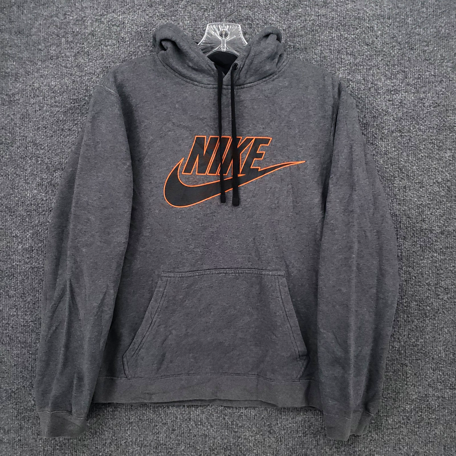 Nike Hoodie Mens Small Gray Sweatshirt Fleece Drawstring Pullover Swoosh Heather