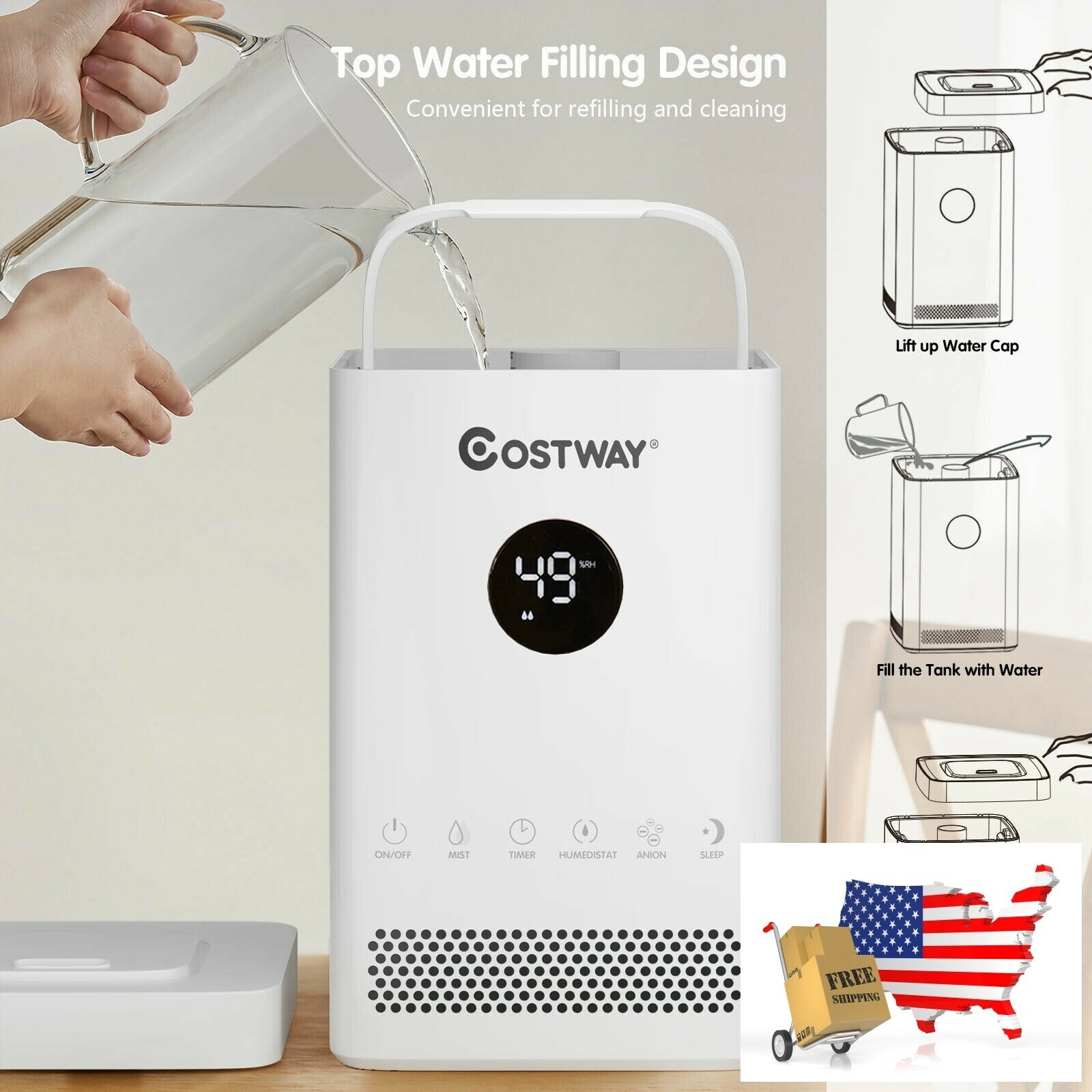 3.5L Quiet Top Fill Air Humidifier with Multiple Mode